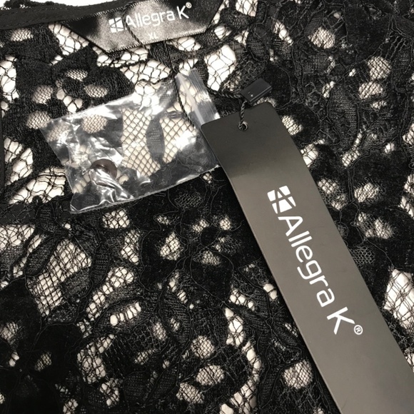 AllegraK,NWT, XL, Black, Lace, Cropped, Overlay, Long Sleeve, Top - Picture 4 of 8